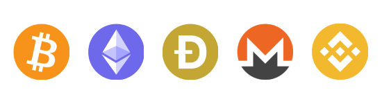 Logotyper för olika kryptovalutor